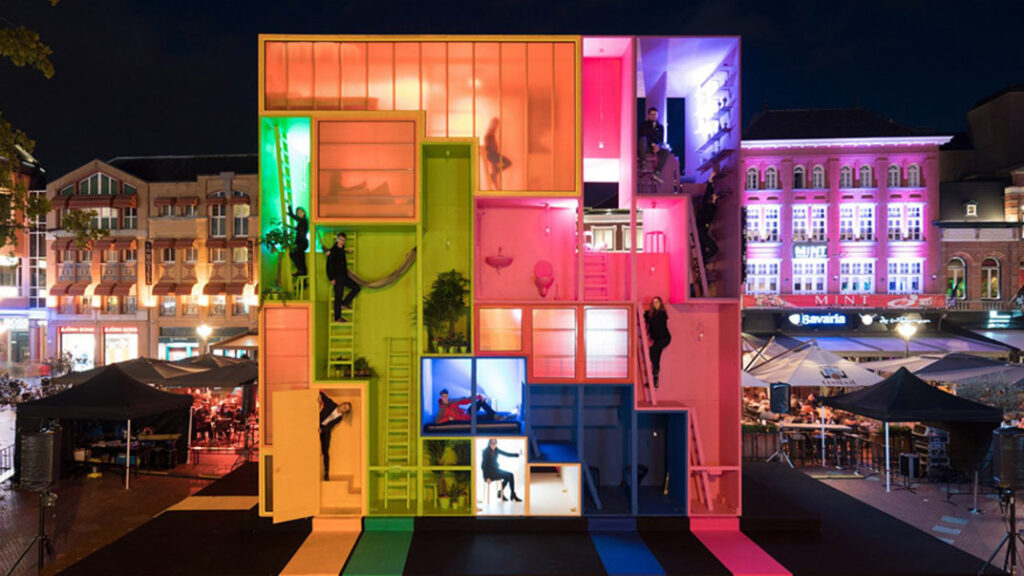 Colorista, juguetona, modular y minimalista: diseño conceptual para una vivienda moderna